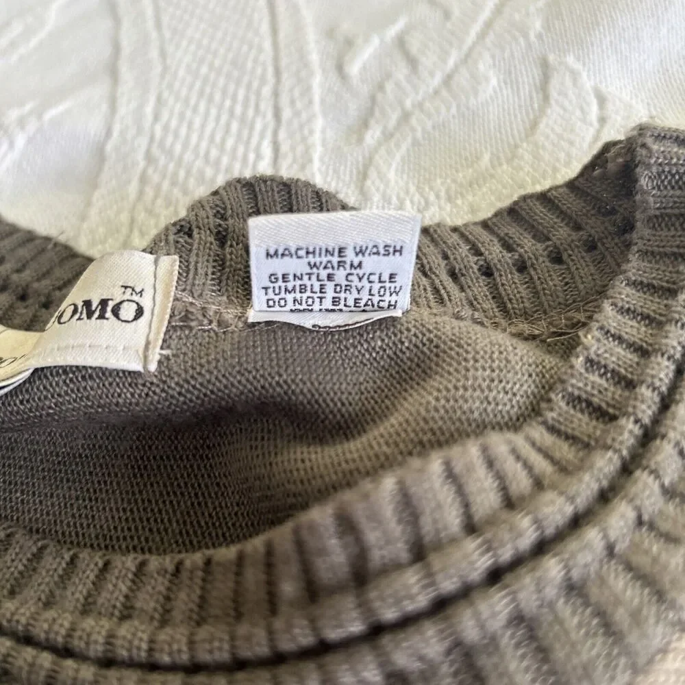 VTG 80s 90s Pronto Uomo Pullover Sweater Mens XL Long Sleeve Beige Tan Cream USA